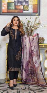.Sequence and embroidery work 3 piece set(Black)