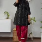 .Womens rayon printed designer kurti with paint set | ethnic kurti set