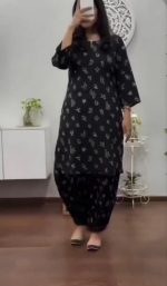 .Womens rayon printed designer kurti with paint set | ethnic kurti set